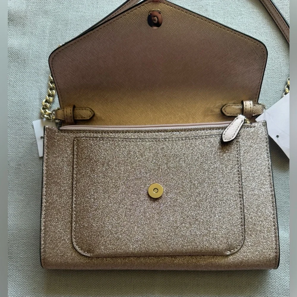 Kate Spade Tinsel Flap Rose Gold Crossbody Purse - Picture 5 of 11